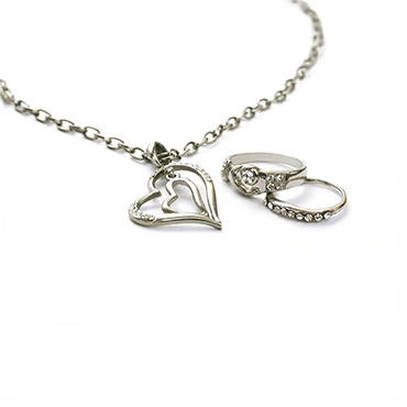 STAINLESS STEEL HEART PENDANT SET